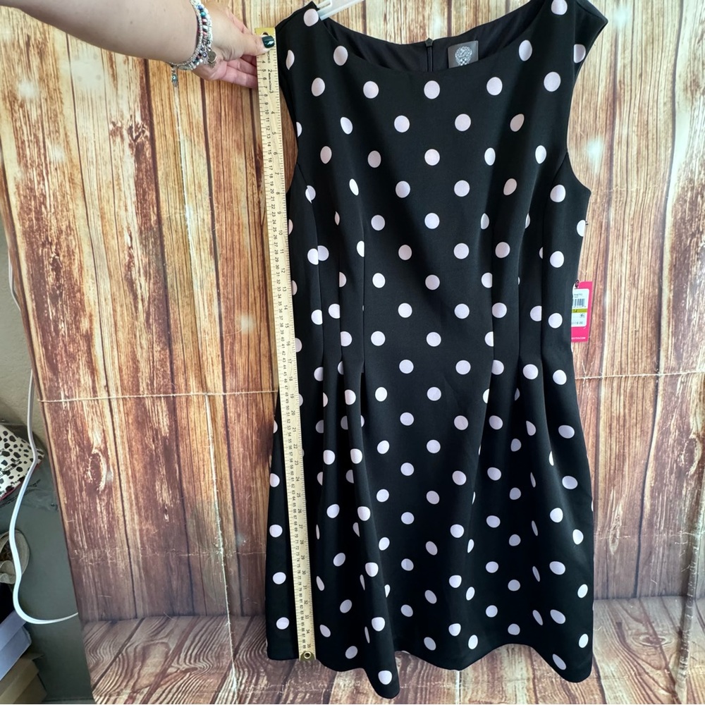 Polka Dot Sleeveless Dress - Black and White - Picture 6 of 14